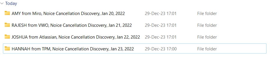 folders with their names and date in it