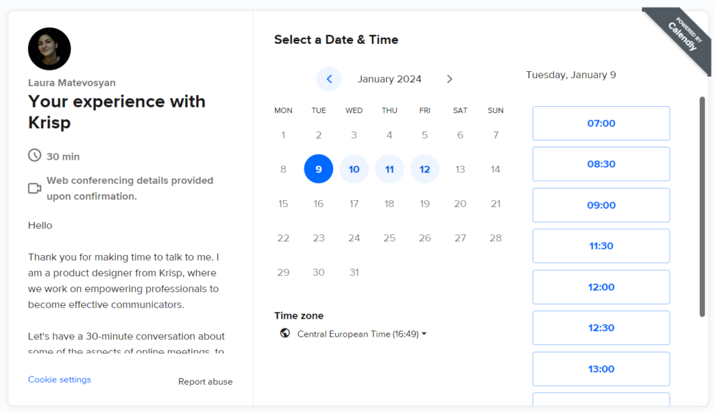 calendly screenshot