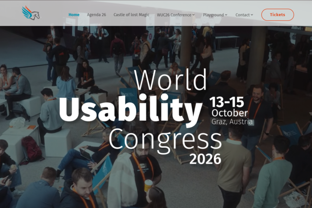 Landing page screenshot of the World Usability Congress 2026