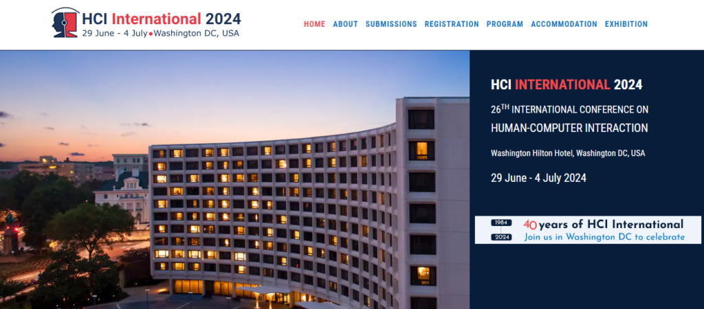 HCI International 2024, a screenshot of the website