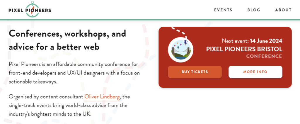 Pixel Pioneers website snapshot