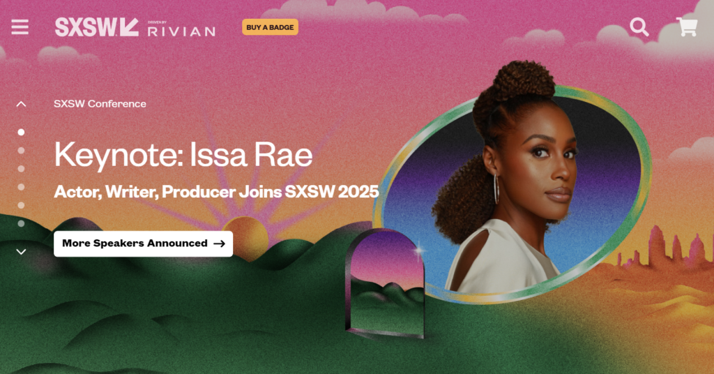 SXSW Conference landing page