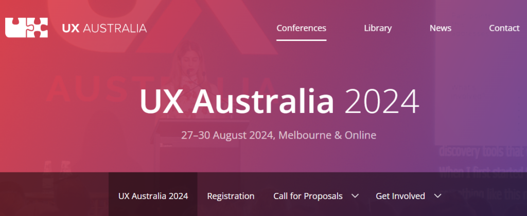 UX Australia 2024 website overview