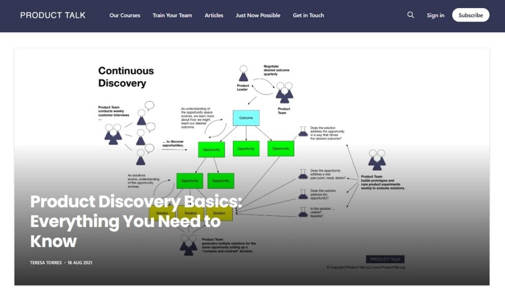 The landing page for Product Talk
