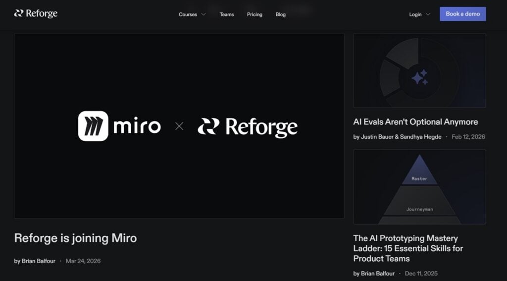 Screenshot of Reforge's website