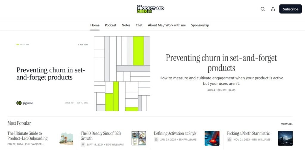 The Product-Led Geek webpage screenshot