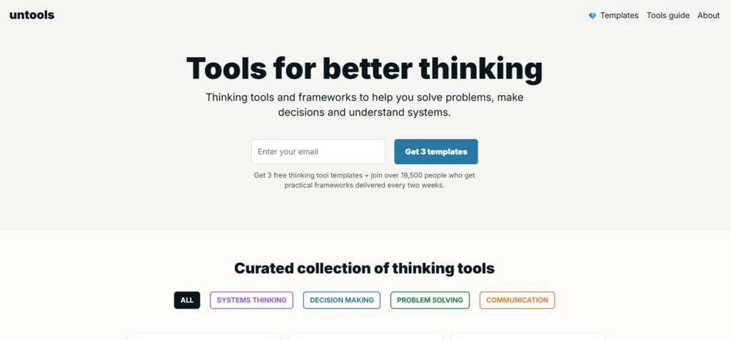 The sign up page for the Untool's newsletter