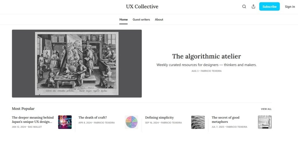 The UX Collective webpage screenshot