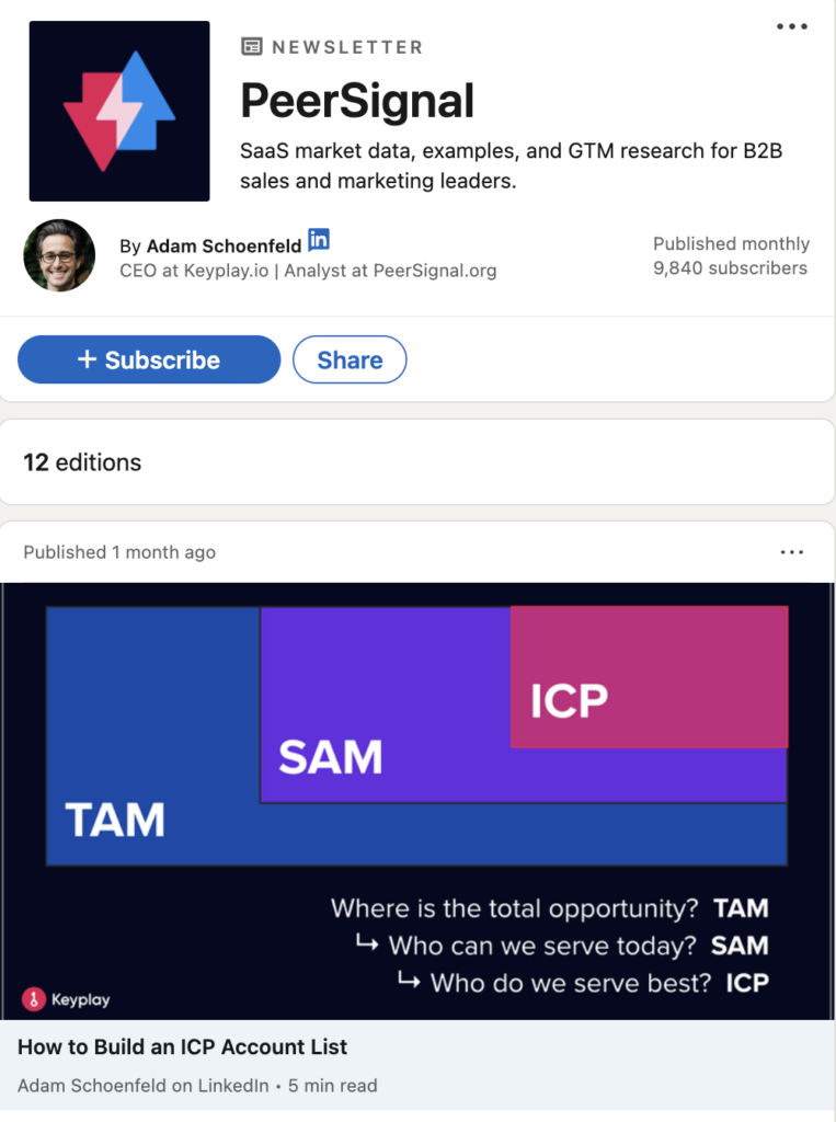 PeerSignal newsletter for product-led growth