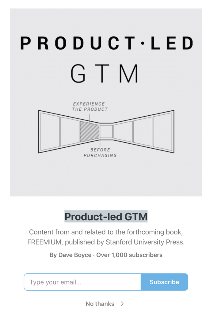 Product-led GTM Newsletter opt-in form