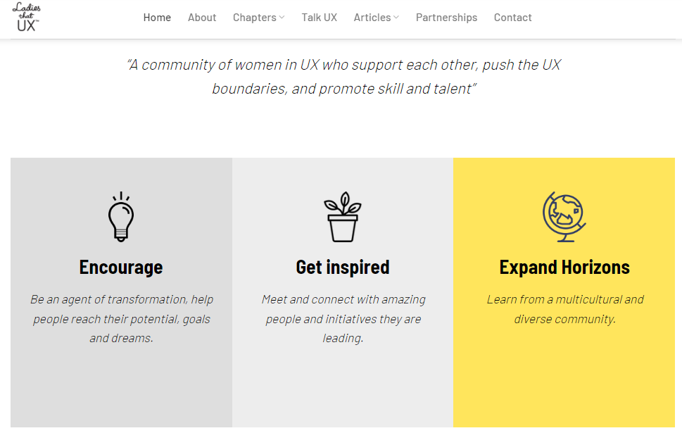 Ladies that UX home page
