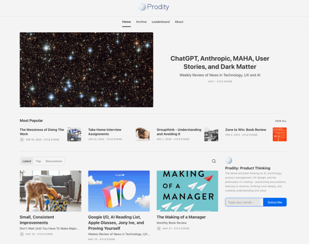 Prodity: Product Thinking newsletter