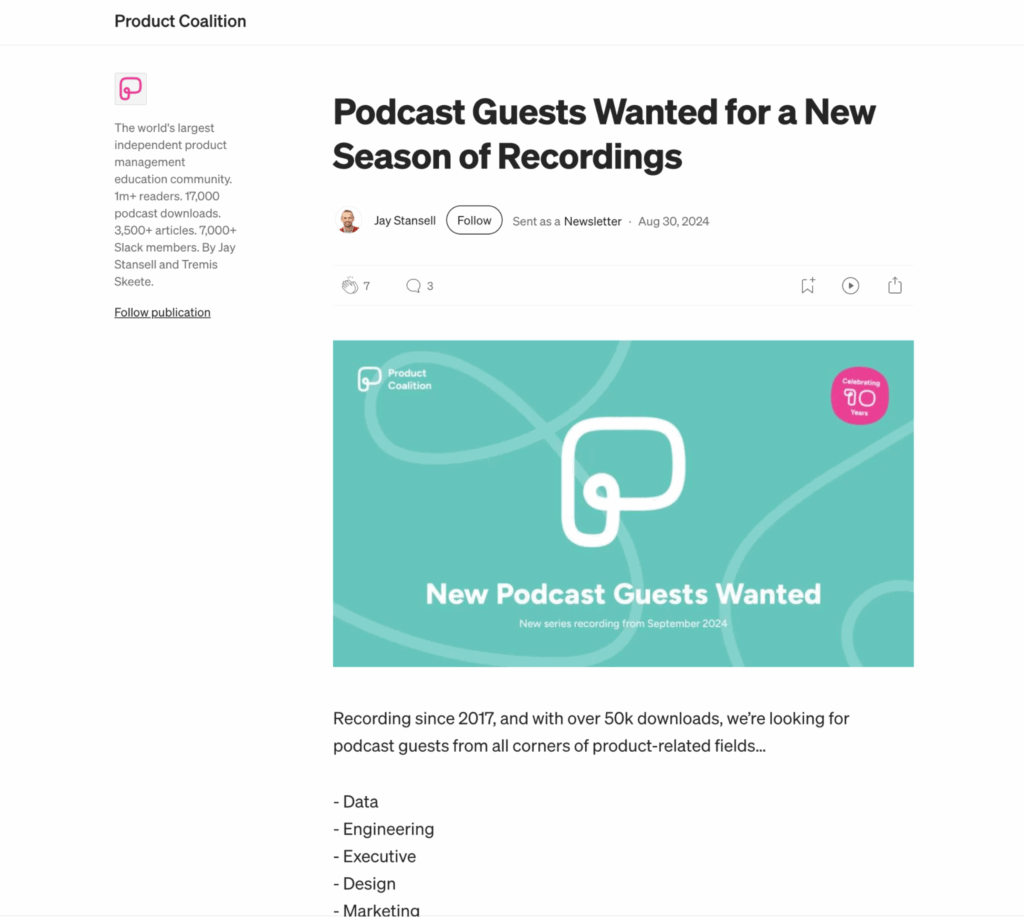Product Coalition newsletter
