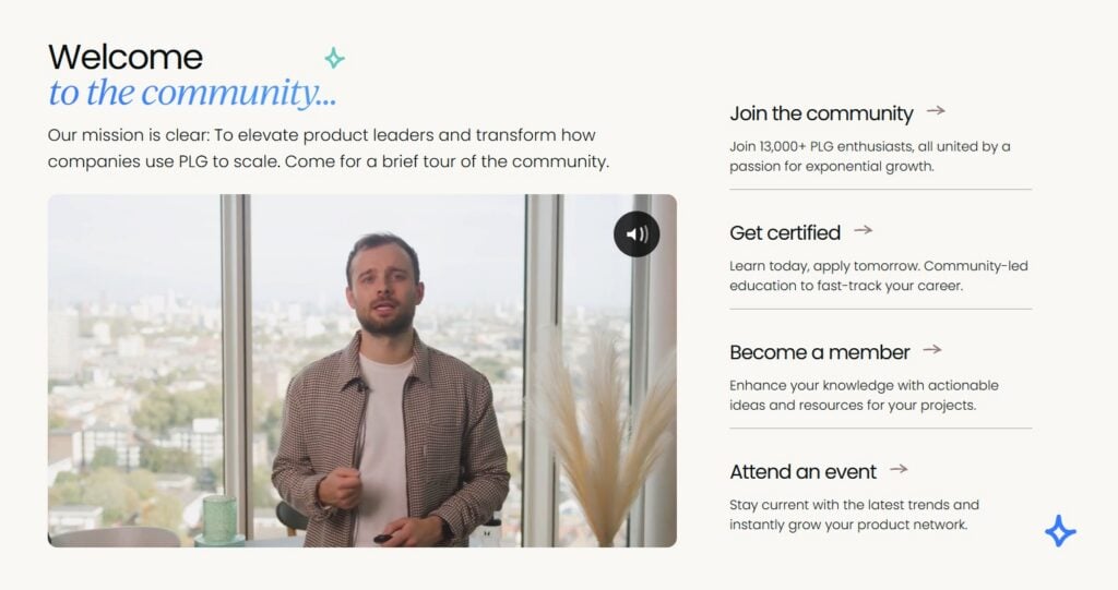 Capture d’écran de la communauté Product-Led Alliance et de sa page d’infolettre