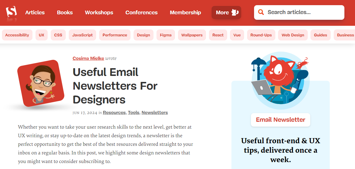 Smashing Magazine landing page