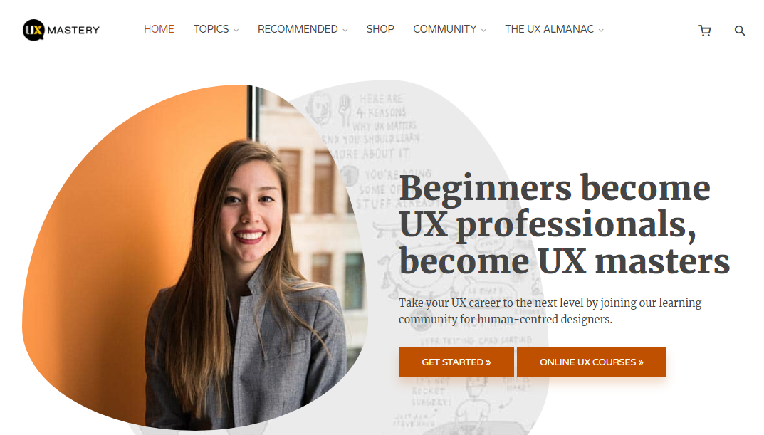 UX Mastery homepage screenshot