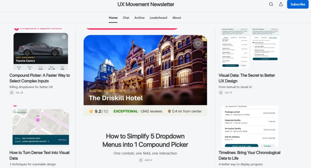 Screenshot der Webseite von UX Movement