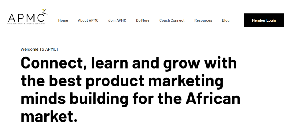 African Product Marketing Community website screenshot