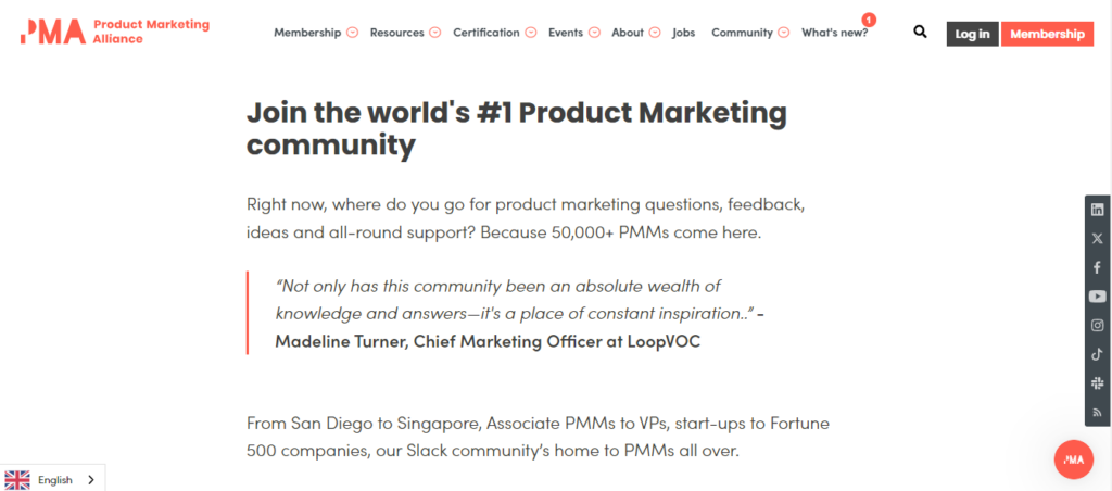 Product Marketing Alliance landing page