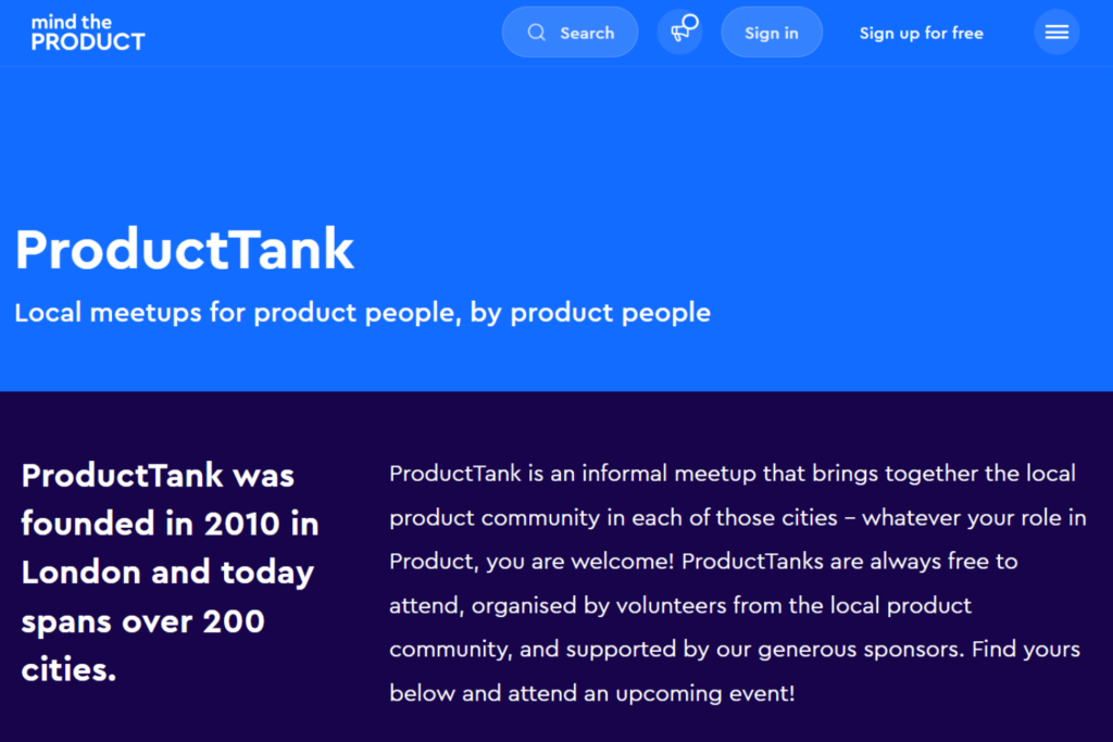ProductTank webpage