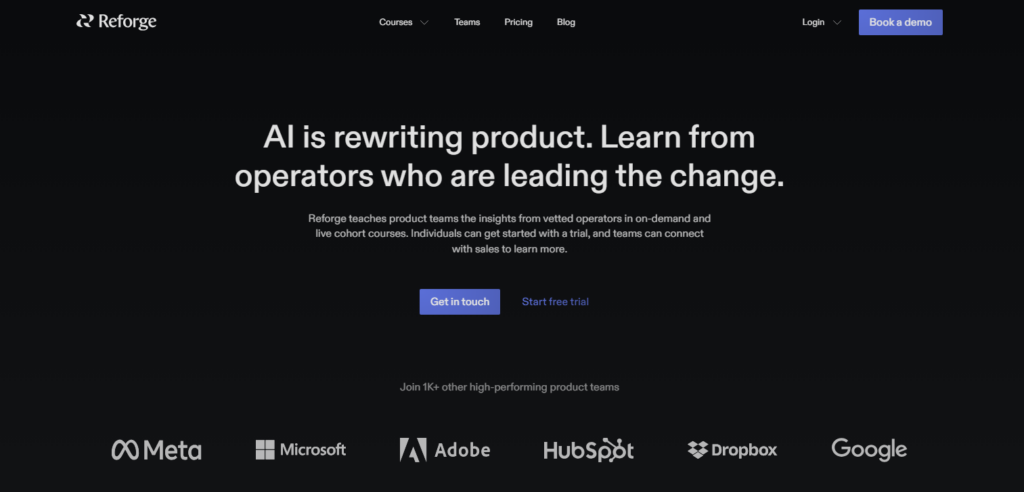 Reforge homepage