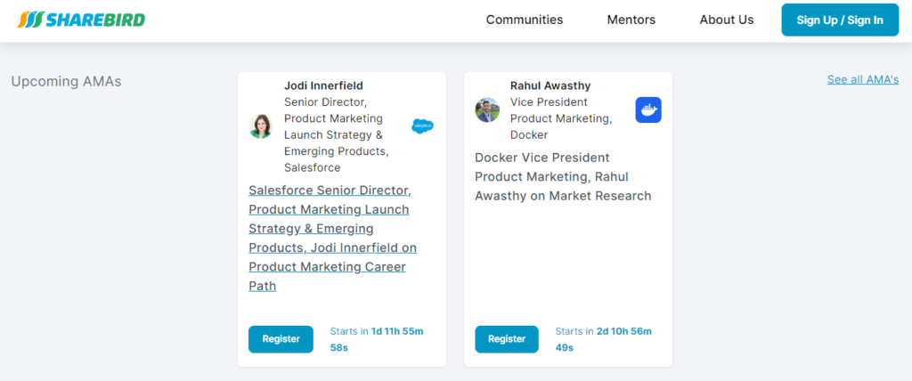 Sharebird, a product marketing community