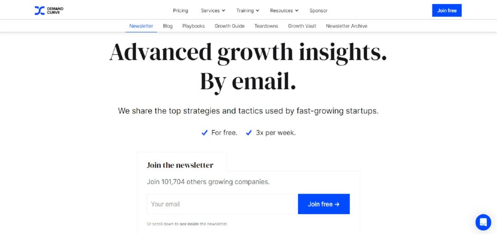 The Deman Curve newsletter subscription page