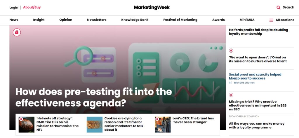 The Marketing Week newsletter website