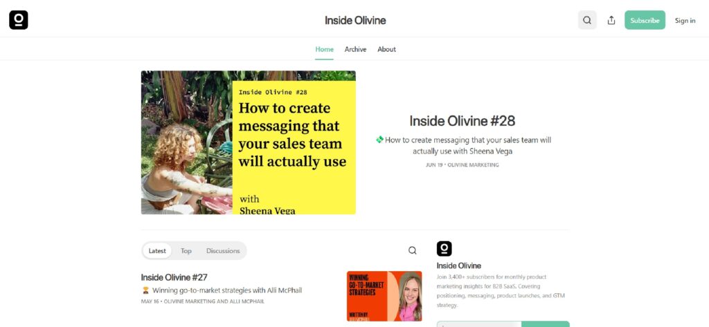 Inside Olivine, a product marketing newsletter
