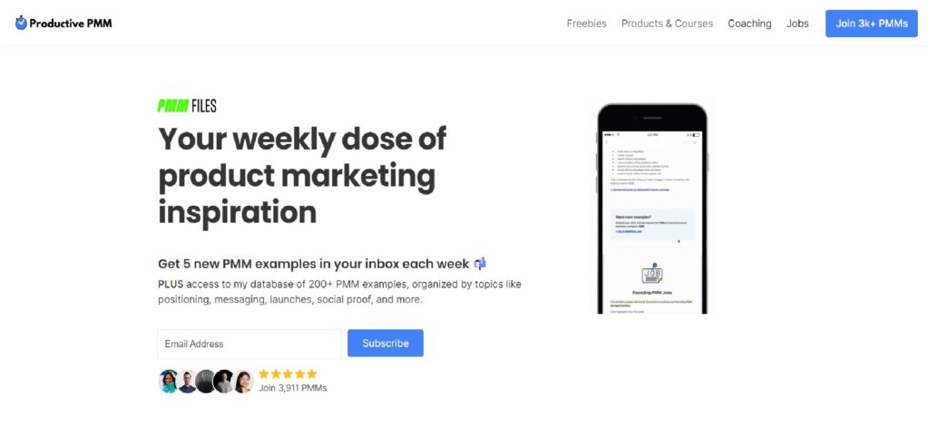 The Product PPM newsletter subscription page