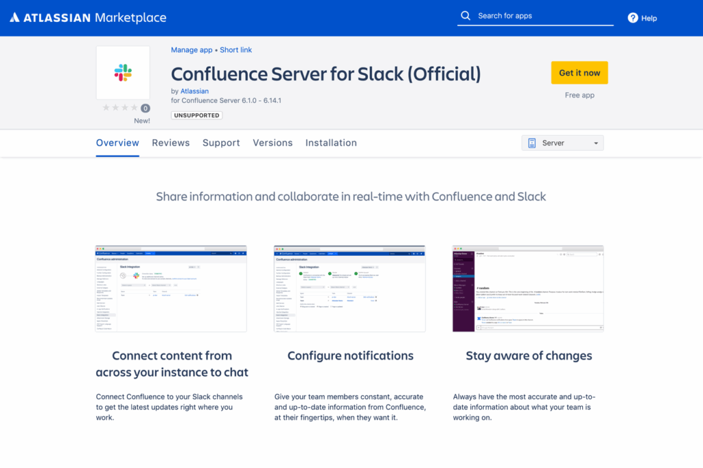 screenshot of confluence integration