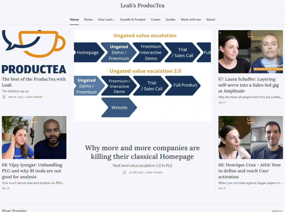 Leah’s ProducTea newsletter home page