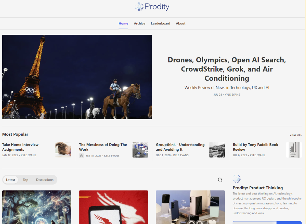Prodigy: Product Thinking homepage