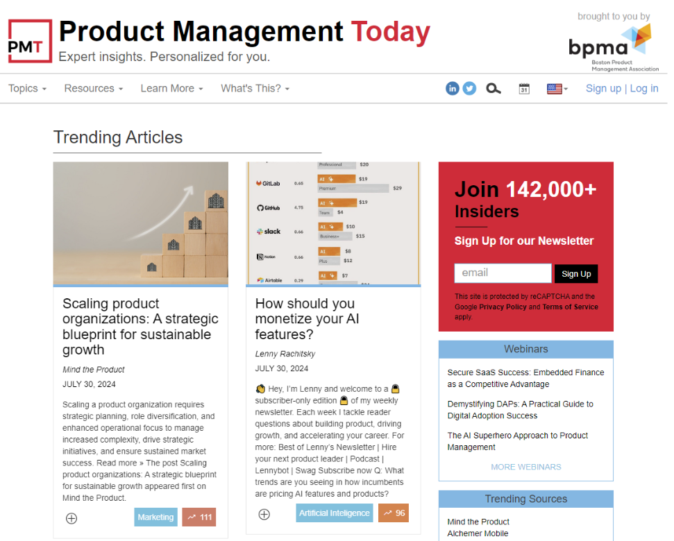 Product Management Today home page