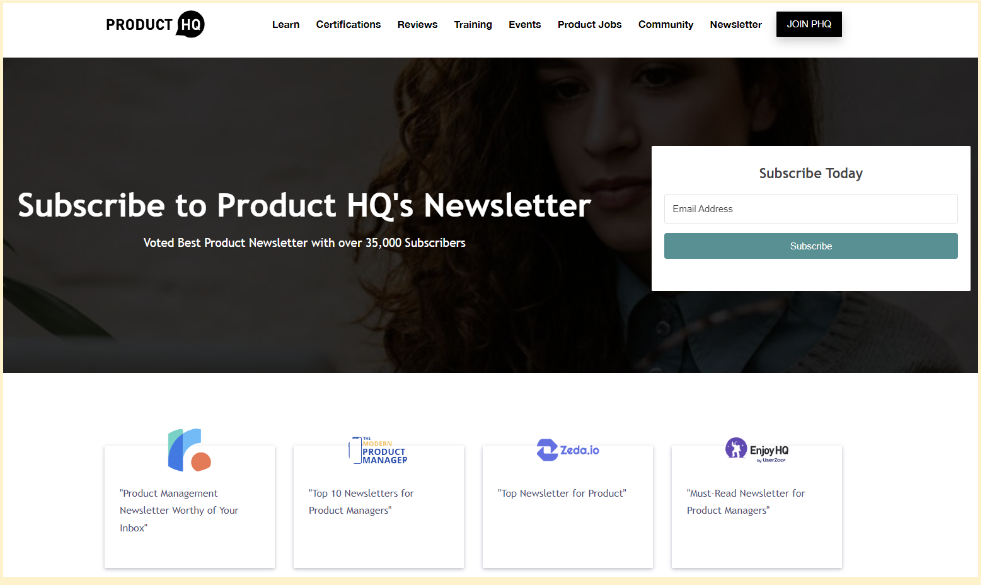 Product Manager HQ Newsletter website