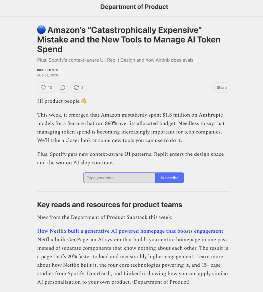 Department of Product's latest newsletter