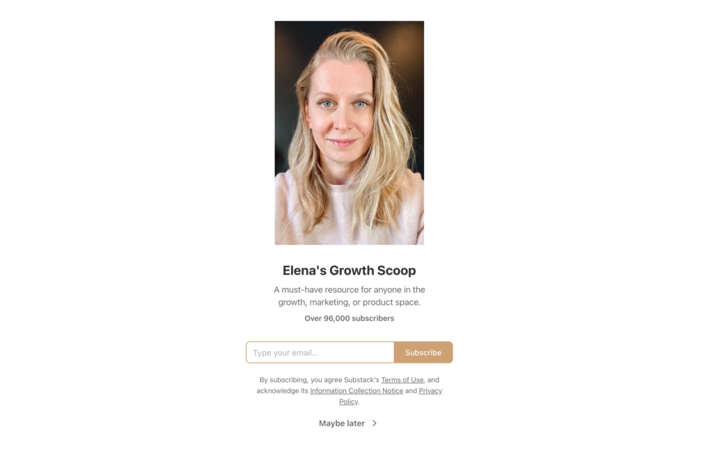 Elena's Growth Scoop newsletter