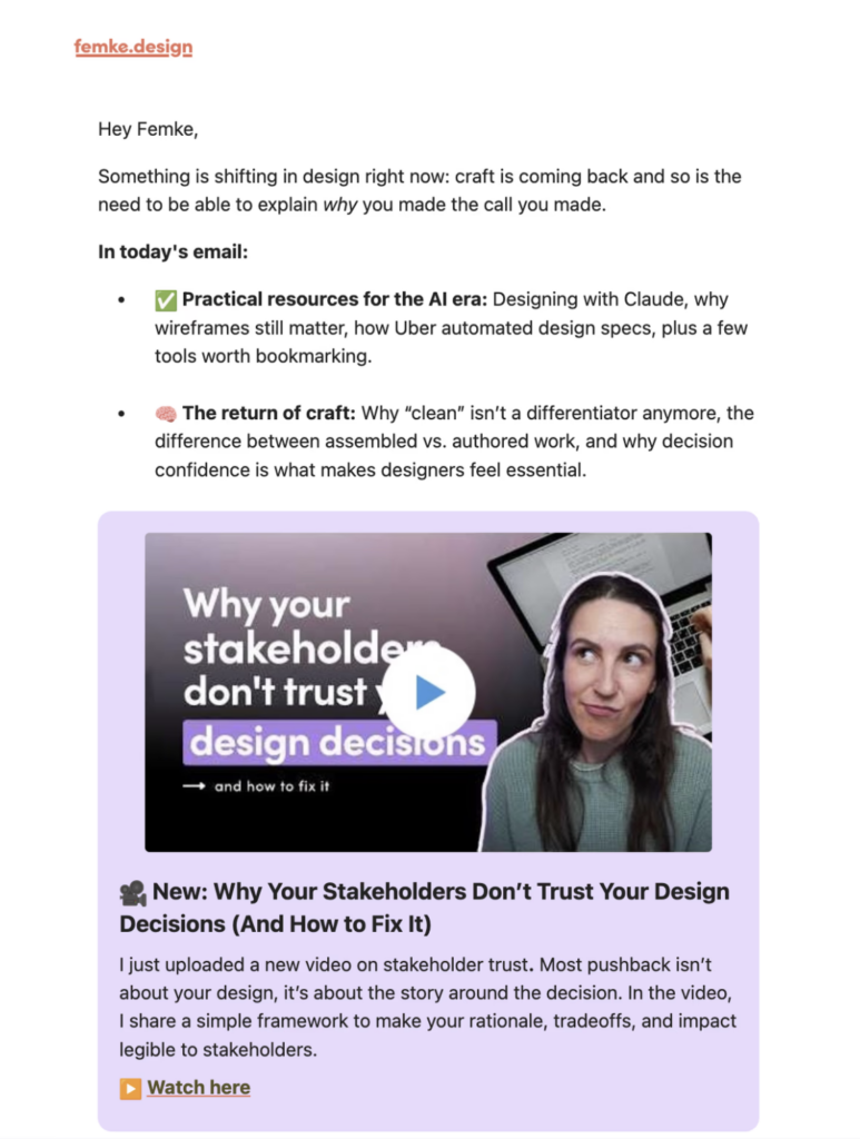 Femke.Design Newsletter screenshot