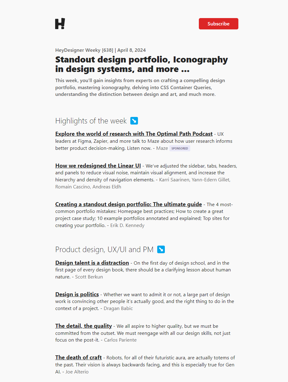 HeyDesigner newsletter