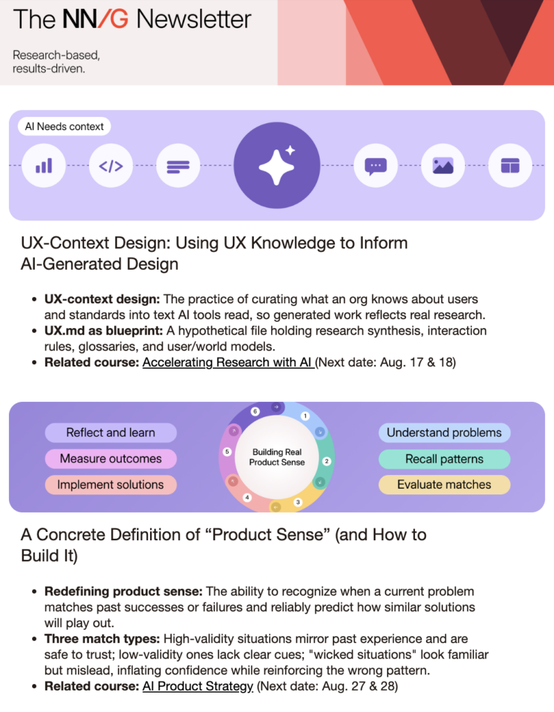 NN/g Newsletter sample