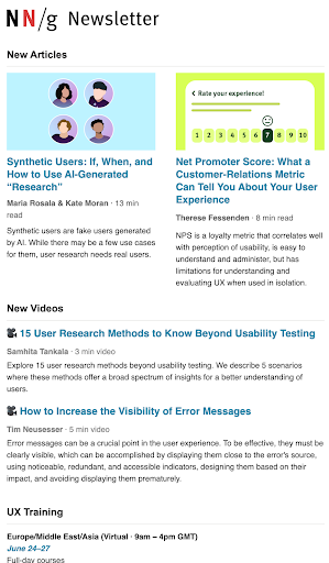 NN/g UX Newsletter