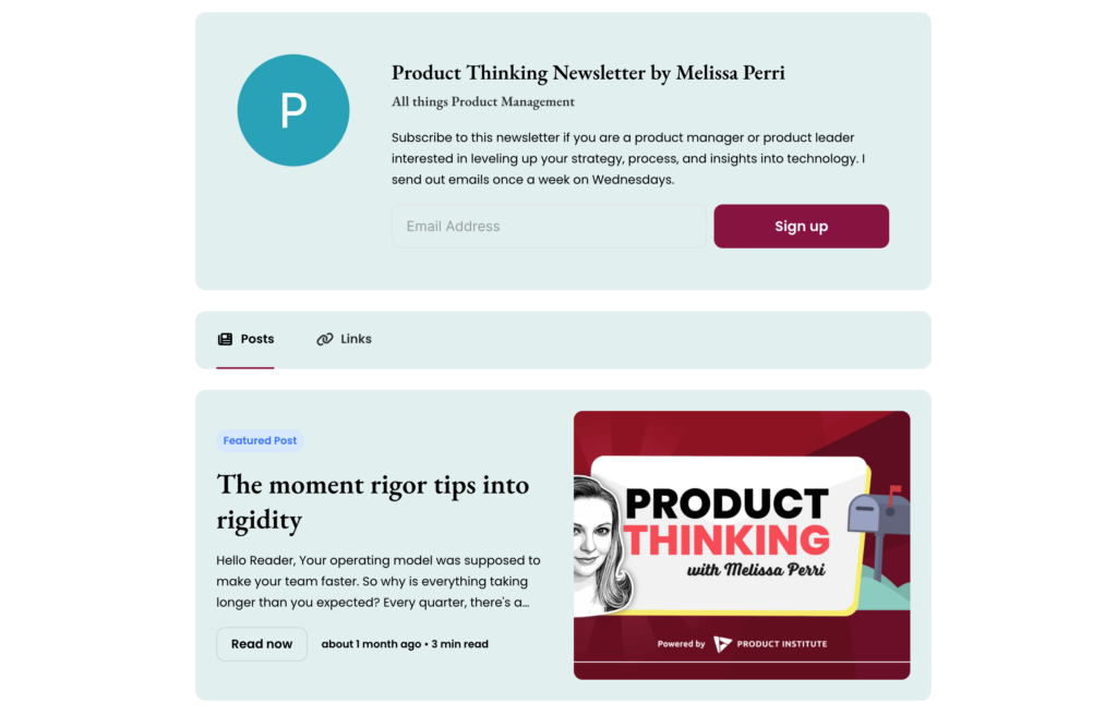 Product Thinking newsletter
