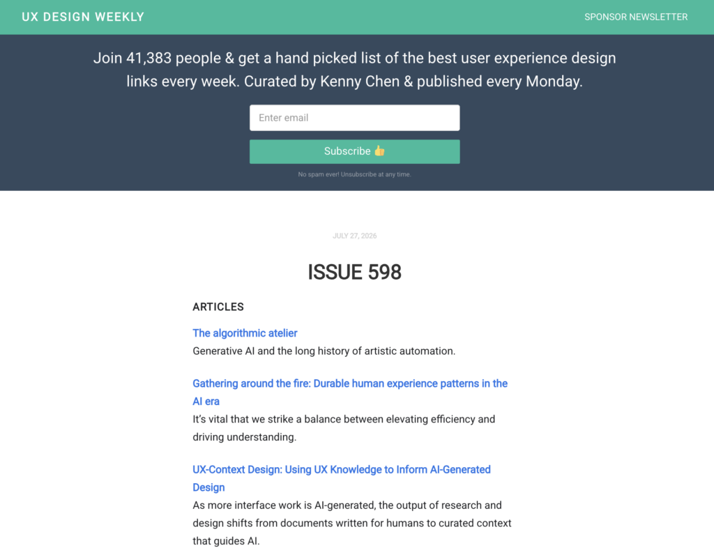 UX Design Weekly newsletter issue 598