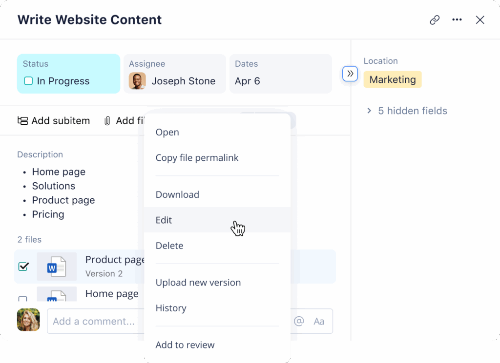 wrike document collaboration screenshot