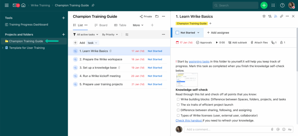 wrike onboarding screenshot