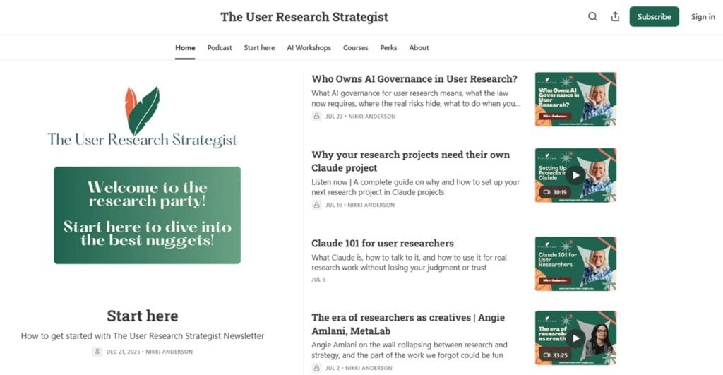 Screenshot der Webseite „Der Strategieberater für Nutzerforschung“