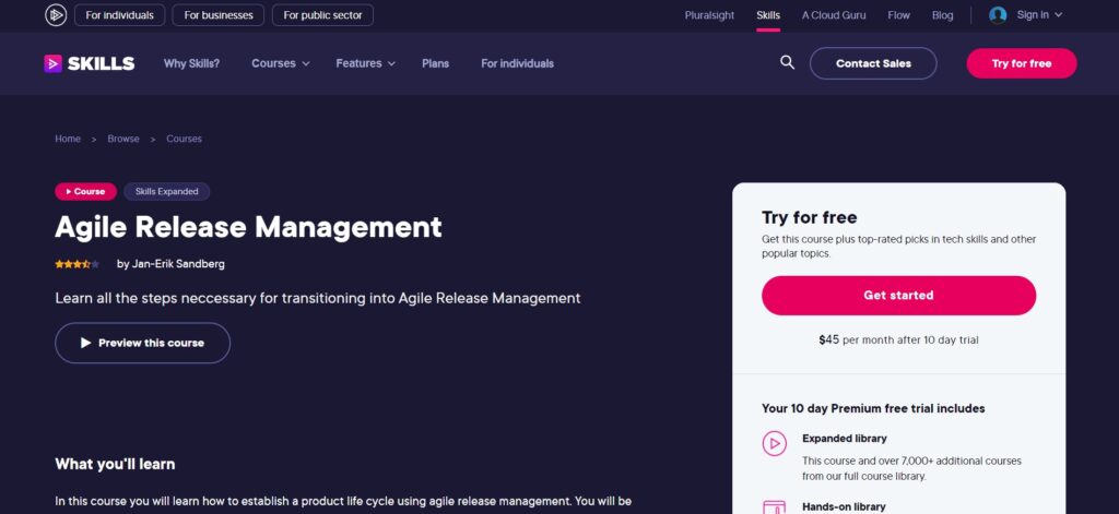 Agile Release Management Course Page