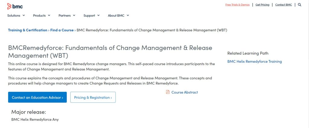 Fundamentals of Change Management & Release Management Course Website