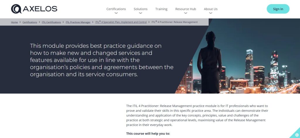 ITIL® 4 Practitioner: Release Management Landing Page