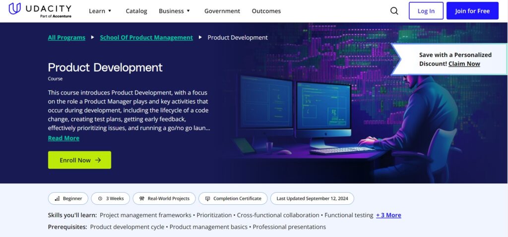 Product Development course page